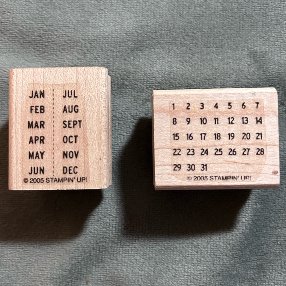 2-pc 2005 Stampin’ up! Months of year & calendar wood stamps
